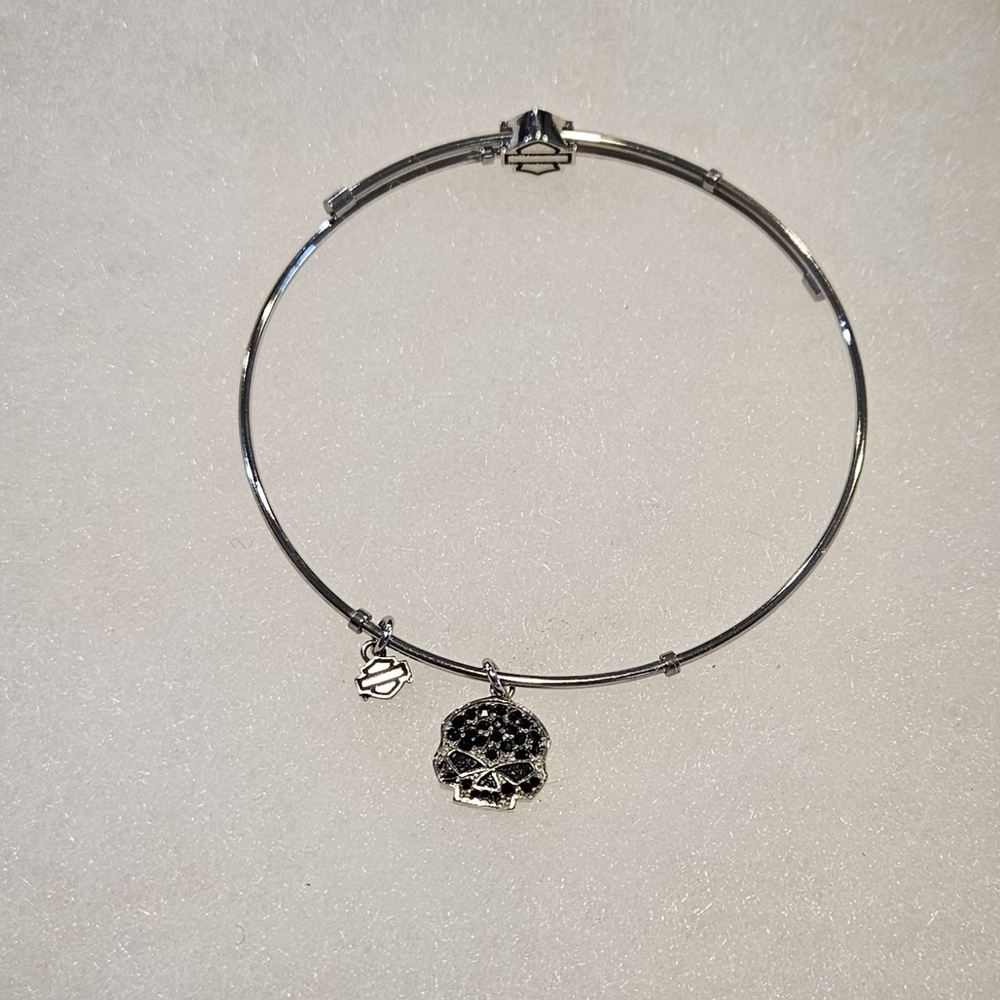 Silver Charm Bracelet with Black Accents - Harley Davidson